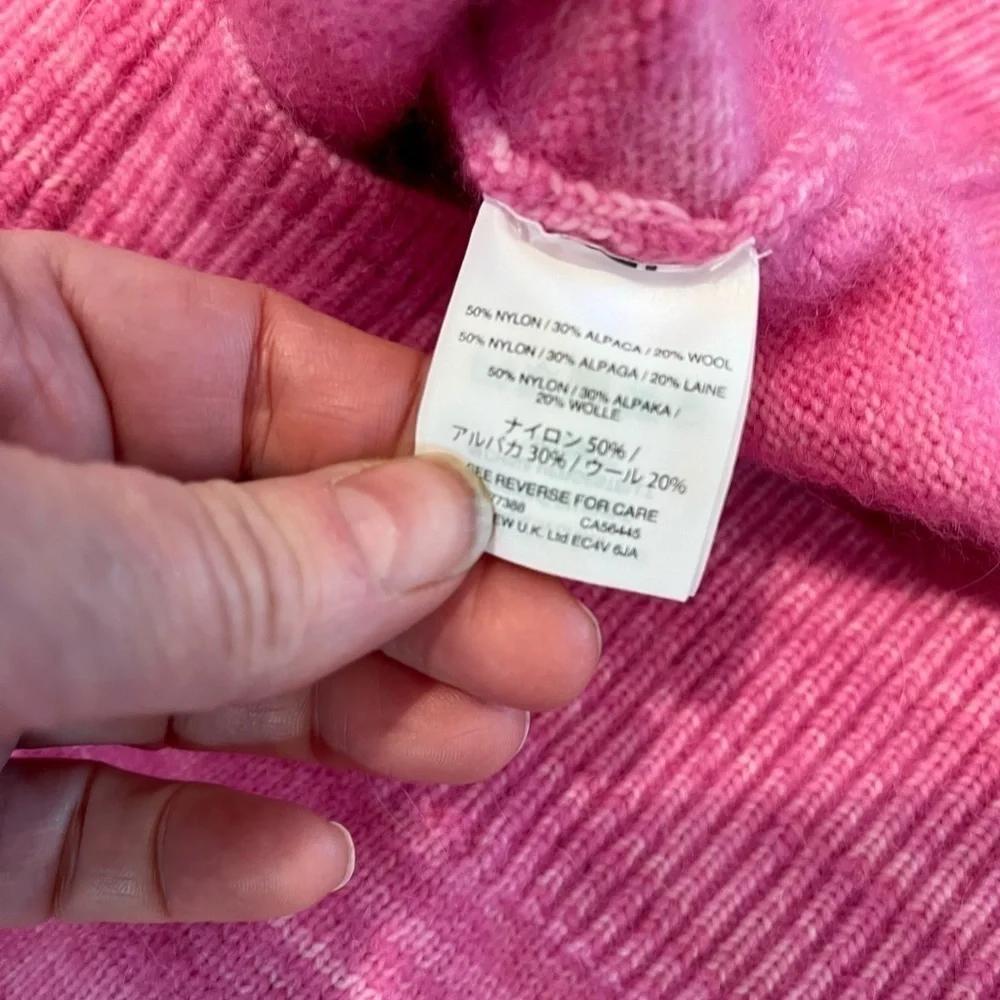 J. Crew Collection Pink Marled Alpaca Knit Tie Sleeve Sweater Sz M